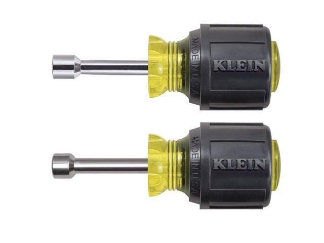 KLEIN TOOLS 610 Nut Driver Set, Stubby Nut Drivers with 1-1/2-Inch Shaft,