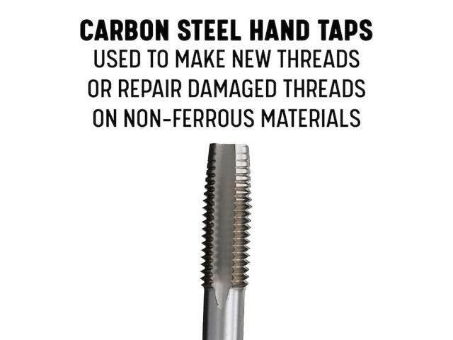 Drill America DWT Series Qualtech Carbon Steel Hand Threading Tap, Uncoated (Bright) Finish, Round with Square End Shank, Plug Chamfer, 1'-8 UNC...
