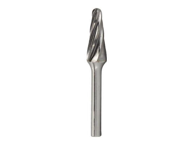 Drill America DUL Series Solid Carbide Bur, Double Cut, SL4NF Cone - Radius End, 1/4' Shank, 1/2' Head Diameter, 1-1/8' Cutting Length (Pack of 1)