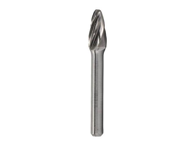 Drill America DUL Series Solid Carbide Bur, Double Cut, SF6NF Tree - Radius End, 1/4' Shank, 5/8' Head Diameter, 1' Cutting Length (Pack of 1)