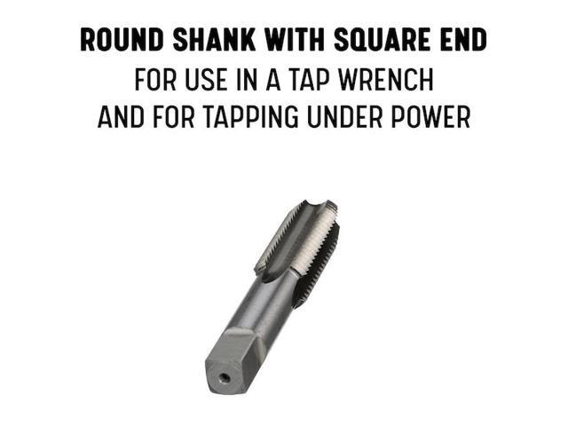 Drill America DWT Series Qualtech Carbon Steel Hand Threading Tap, Uncoated (Bright) Finish, Round with Square End Shank, Plug Chamfer, 1'-8 UNC...