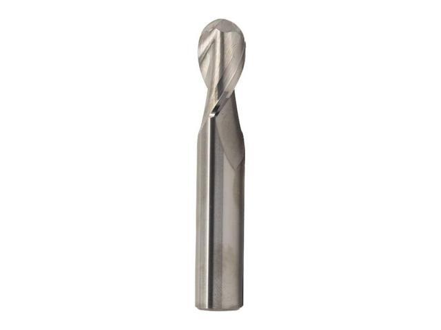 Drill America MMO3/16-2FSE-BN Solid Carbide End Mill, Polished Finish, 2 Flute, Ball End, 5/8' Cutting Length, 3/16' Cutting Diameter, 2' Length,...
