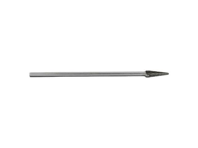 Drill America DUL Series Solid Carbide Bur, Double Cut, SL3 Cone - Radius End, 1/4' Shank, 3/8' Head Diameter, 1-1/16' Cutting Length, 6' Overall...