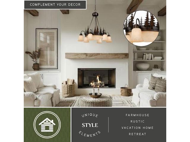 VAXCEL CH55506BBZ Yosemite 9 Light Bronze Rustic Tree Chandelier