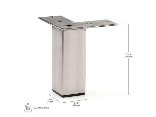 RICHELIEU 176138195 Contemporary Furniture Leg, 3 15/16 in (100 mm), Brushed