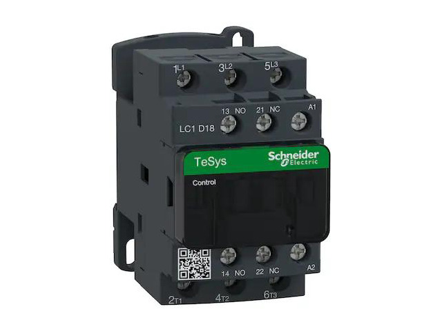 SCHNEIDER ELECTRIC LC1D18G7 IEC Magnetic Contactor, 1NC/1NO, 120V AC, 3 P,
