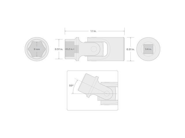TEKTON SHD08109 1/4 Inch Drive x 9 mm Universal Joint Socket