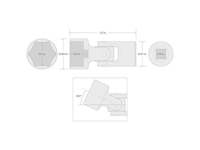 TEKTON SHD08013 1/4 Inch Drive x 1/2 Inch Universal Joint Socket