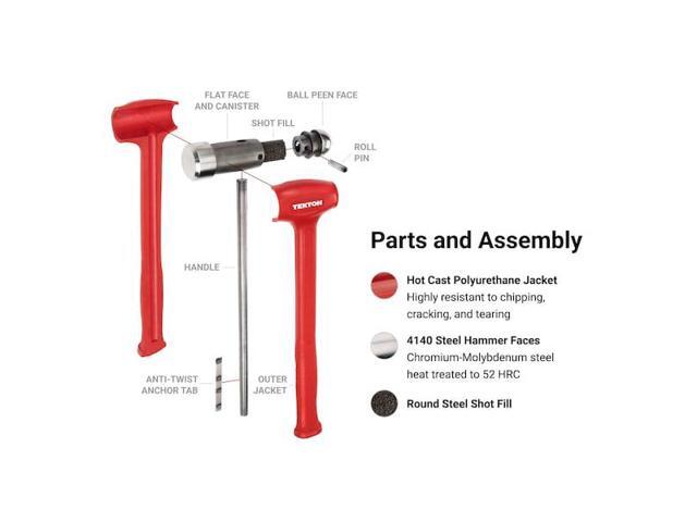 TEKTON HDB50050 50 oz. Long Handle Ball Peen Dead Blow Hammer