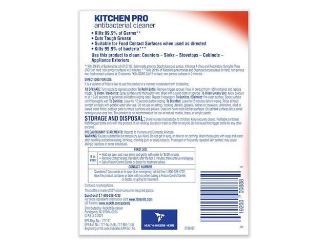 LYSOL 79556 Kitchen Cleaner, Trigger Spray Bottle, 22 oz, Citrus, 9 PK