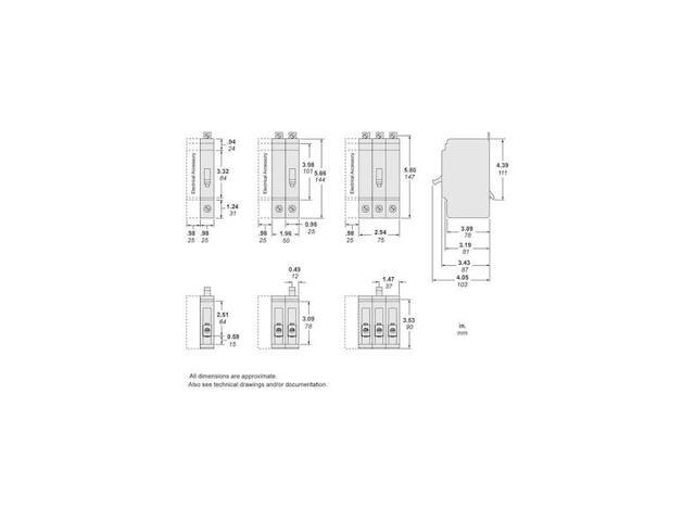 SQUARE D EDB34060 60 A Bolt On Standard Miniature Circuit Breaker, 277/480V AC