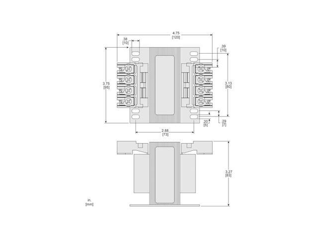 SQUARE D 9070T150D20 Control Transformer, 150 VA, Not Rated, 120V AC,