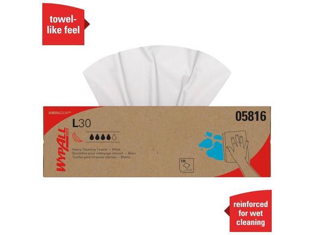 WYPALL 05816 Wypall L30 DRC Towels (05816), Strong and Soft Wipes, White, 120