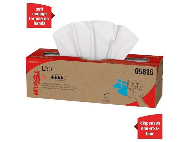 WYPALL 05816 Wypall L30 DRC Towels (05816), Strong and Soft Wipes, White, 120