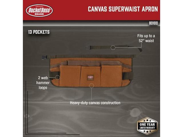 BUCKET BOSS 80100 Superwaist Apron Tool Belt, Brown Canvas, Quick Release, 13