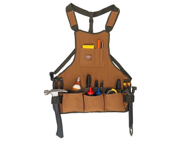 BUCKET BOSS 80200 Tool Apron, Tool Apron, Brown, Canvas, 16 Pockets