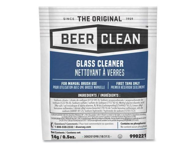 DIVERSEY 990221 Beer Clean Glass Cleaner, Powder, .5oz Packet, PK100