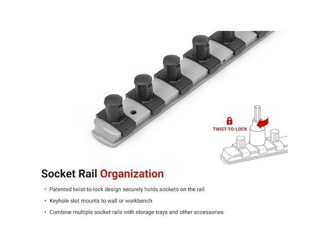 TEKTON OSR03320 1/4 Inch Drive x 18 Inch Socket Rail, 20 Clips (Gray)