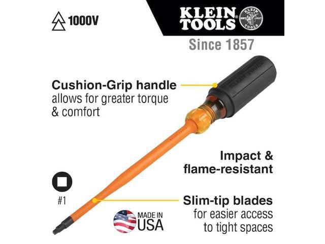 KLEIN TOOLS 6986INS Insulated Screwdriver, #1 SQ, 6 In.
