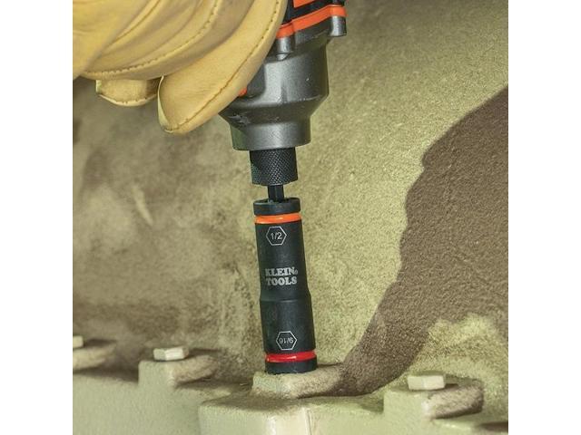 KLEIN TOOLS 66076 1/4 in, 1/2 in Drive Flip Impact Socket Standard Socket,