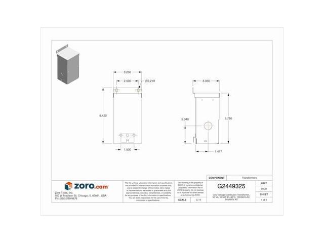 ACME ELECTRIC T153004 Low Voltage Distribution Transformer, 0.05 kVA, NEMA 3R,