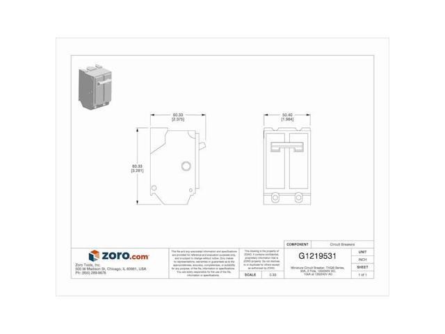 GE THQB2150 Miniature Circuit Breaker, THQB Series, 50A, 2 Pole, 120/240V AC,
