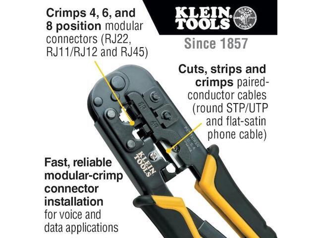KLEIN TOOLS VDV226-817 7 1/2 in Crimper and Connector Kit Ethernet, RJ45