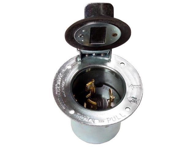 HUBBELL WIRING DEVICE-KELLEMS HBL3768 Flanged Locking Inlet, Non-NEMA, 50 A,