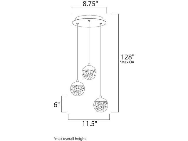 ET2 E24263-91PC Orb II 3-Light 11.5' Wide Polished Chrome Pendant Light