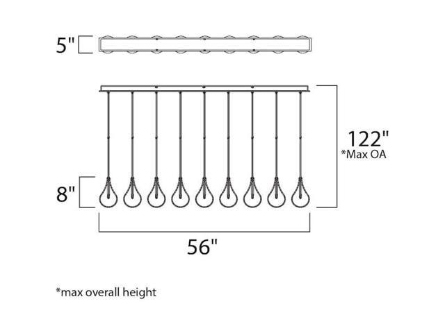 ET2 E23119-18 Larmes 9-Light 5' Wide Polished Chrome Linear Pendant