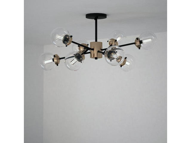 VAXCEL C0238 Orbit 32-in W Bronze and Brass Sputnik Ceiling Light Clear Glass