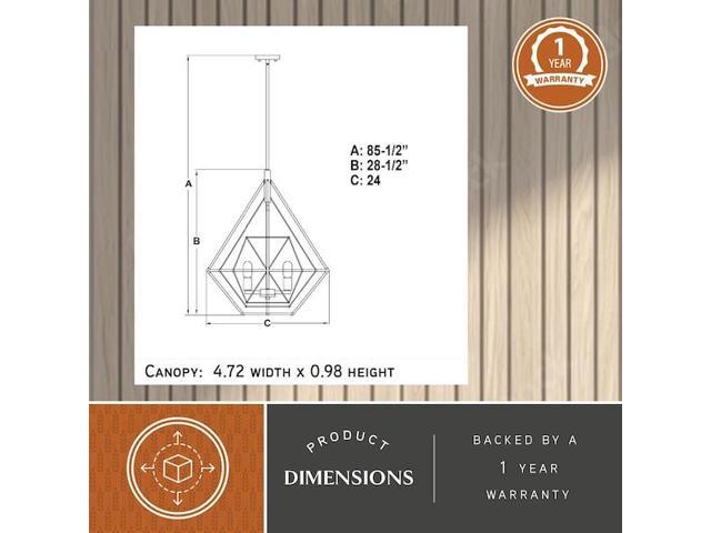 VAXCEL P0328 Bartlett 24-in. W 4 Light Pendant