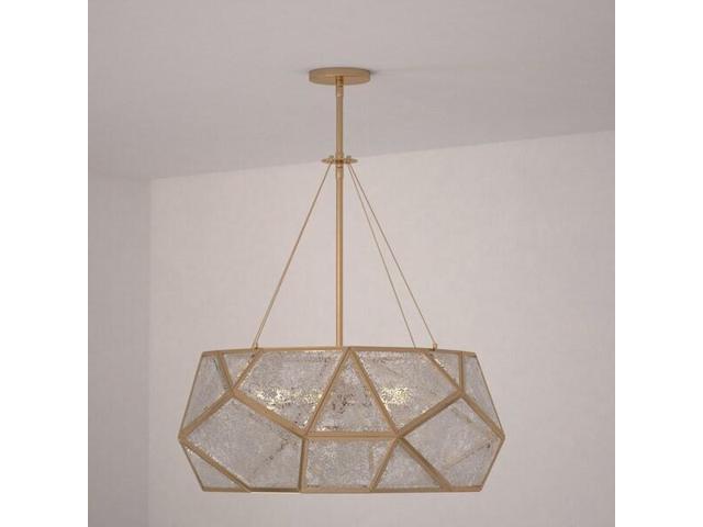 VAXCEL P0318 Euclid 5L Brass Mid-Century Modern Pendant Light Mercury Glass