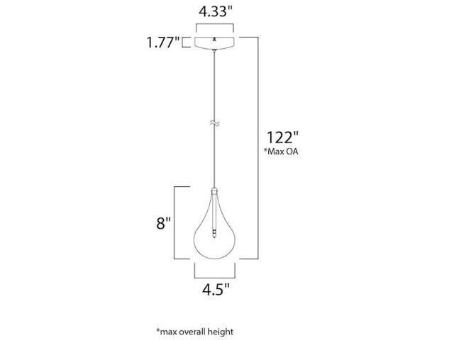 ET2 E23111-18 Larmes 1-Light 4.5' Wide Polished Chrome Pendant Light
