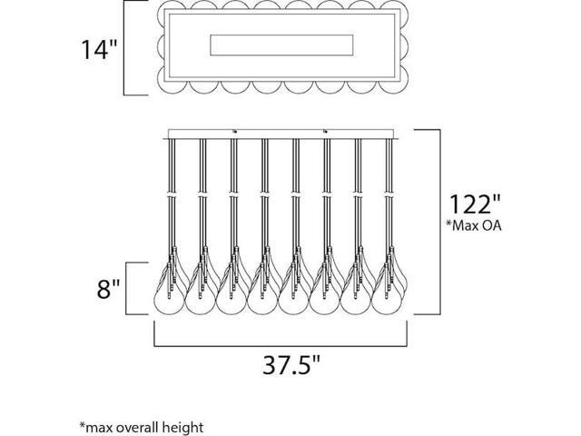 ET2 E20118-18 Larmes 24-Light 14' Wide Polished Chrome Linear Pendant