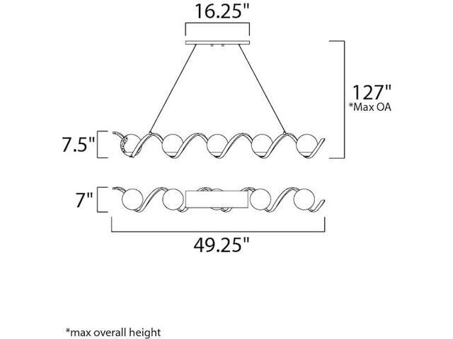MAXIM LIGHTING 35105CDBKPN Curlicue 5-Light 7' Wide Black / Polished Nickel