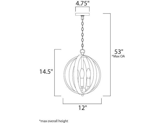 MAXIM LIGHTING 10030BK Provident 3-Light Chandelier