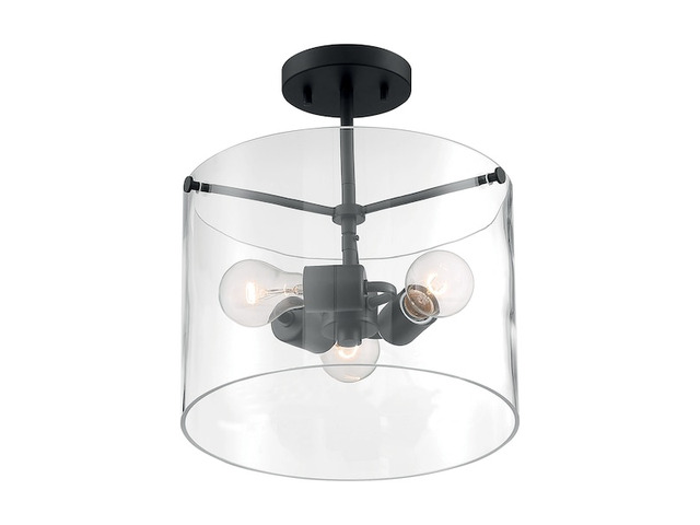 NUVO 60/7278 Fixture, Semi Flush, 3-Lght, Incandescent, 60W, 120V, A19, Medium