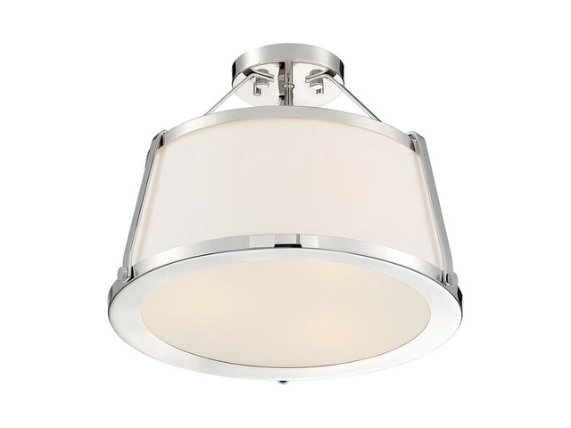 NUVO 60/6996 Fixture, Semi Flush, 3-Lght, Incandescent, 60W, 120V, A19, Medium