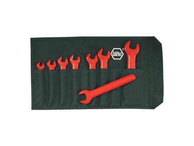 WIHA 20093 Ins Open End Wrench Set,15Deg,6-19mm,8Pc