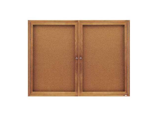 Quartet Enclosed Bulletin Board Natural Cork/Fiberboard 48 x 36 Oak Frame 364