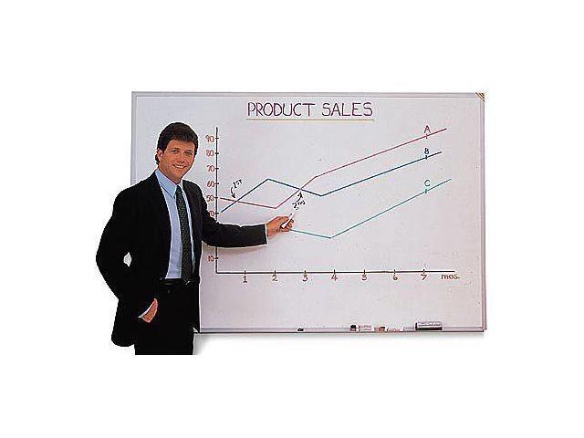 Ghent M1-48-4 Magnetic Porcelain Whiteboard with Aluminum Frame - 96.5' x 48.5' - White Surface, Satin Aluminum Frame