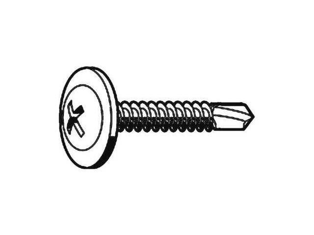 ZORO SELECT U29580.016.0050 Self-Drilling Screw, #8 x 1/2 in, Zinc Plated Steel