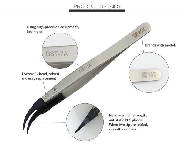 BST259 Heat Resistant Non Conductive Stainless Steel Tweezers with Replaceable Pointed Tip Tools Accessories Hot