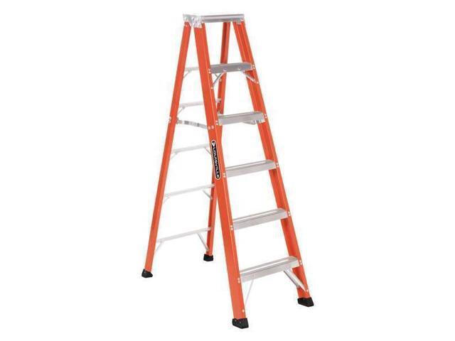 LOUISVILLE FS1306HD 6 ft Fiberglass Stepladder, 375 lb Capacity