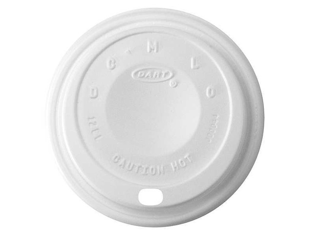 DART 12EL Lid for 10 to 14 oz. Hot Cup, Dome, Sip Through, White, Pk1000