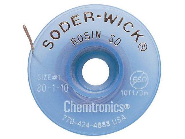 CHEMTRONICS 80-1-10 Desoldering Wick,10 ft.,1,Copper,Rosin
