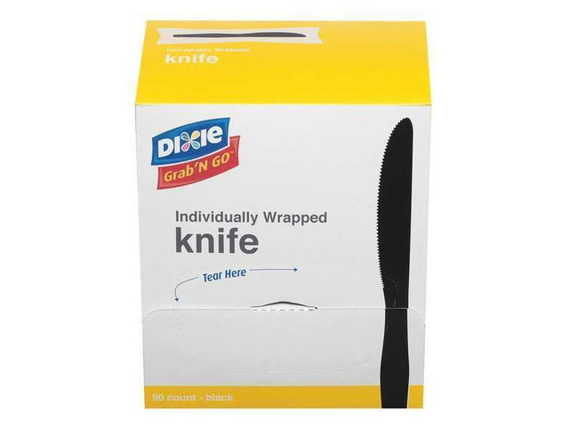Dixie GrabN Go Wrapped Cutlery Knives Black 90/Box 6 Box/Carton KM5W540