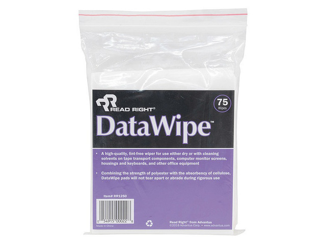 Read Right DataWipe Office Equipment Cleaner Cloth 6 x 6 White 75/Pack RR1250