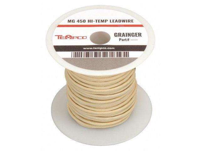 TEMPCO LDWR-1011 High Temp Lead Wire, MG, 18 AWG, Natural, 100 ft